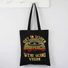 Shopping väskor retro rolig tote vi går vegan present tecknad mode anpassningsbar eko vänlig väska