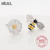 Stud Earrings Real 925 Sterling Silver For Women Children Jewelry Fashion Pink Bird Pineapple Watermelon Flower Bee Earring S925