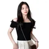 Koszule damskie z paska na ramię krótkie rękawy wierzchu koreańska wersja
