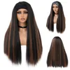 Straight New Wig Womens Black Full Long Headband Simulation Fluffy Headset Yaki