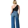 Frauen Jeans Frauen Denim feste Weitbeinhosen Taschen Streetwear Lose Fit High Taille Wäsche Reißverschluss Knöchellänge Leichte Strechung