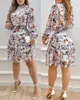 Casual Dresses Sexy Dress Floral Print Lantern Sleeve Shirred Ruffles