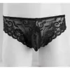 Luxury Mens Underwear Sissy Lingerie Panties Lace Floral Bulge Souch Low Rise Voir à travers Bikini Brief