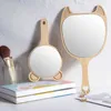 Mirrors Natural Wood Mirror Wooden Hand Mirror Kids Carton Make Up Mirrors With Handle Portable Compact Makeup Vanity Hand Held Mirror