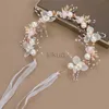 Bijoux de cheveux de mariage Bands de cheveux de fleurs de perle bande pour les enfants enfants élégants anniversaire de mariage cheveux floraux cerceau guirlande coureurs de couronnes