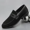 Scarpe casual marca di moda in pelle scamosciata leisure lefu walking woefer da uomo dal fondo piatto singolo 2024 guidando piccola pelle