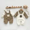 Einszene Herbst Baby Bodysuit Little Bärenmuster Dual Farbe langhärme warm warmer Overall Baby Kleidung Baby Jungen Mädchen Strampler 02 Jahre alt