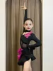 Stage Wear 2024 Autumn and Winter Latin Dance Dress Czarny proszek Wysokiej klasy profesjonalny odrębny trening ciała