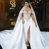 2024 abiti da sposa sirena abiti da sposa con treno staccabile plus size illusione rinestones abito da sposa in pizzo in rilievo per donne nere africane Bride D220