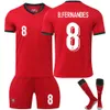 2024 Jersey de futebol de Portugal Tamanho 7 C Ronaldo 8b Taxa 11 Phillips Cup Childrens Set Correct versão