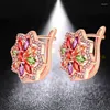 Orecchini per borchie Huami ins Crytalls Flower Coloful Oro rosa 2 cm Gioielli di moda zircone per donne 2024 Aros Mujer