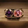 Band Rings Vintage Italian Jewelry Exaggerated 925 Sterling Silver Wedding for Women Retro Amethyst Cocktail African H240425