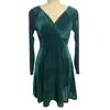 Casual Dresses Women Velvet Dress Elegant V-neck Party For Long Sleeve A-line Christmas Gown With High Waist Ladies