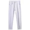 Mens Jeans Designer Tide Brand Pure White Jeans Men's Elastic Men's Slim Fit маленькие ноги простые брюки мужская мода i91i