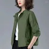 Jackets femininos Spring Autumn Zipper Casat Outerwear para 2024 Jaqueta de colar de stand-up casual Top moda Moda Short Windbreaker feminino