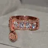 Bandringe Luxus weißer Zirkon Verlobungsring Vintage Roségold gefüllt Hochzeit für Frauen Mode Schmuck H240425