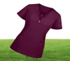 Fashion Blouse Tops Soild Short Sleeve Vneck Working Uniform Printing Shirt Pet Scrubs Costume7083737
