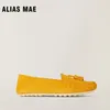 Casual Shoes Alias ​​Mae Solid Luxury Square Head Wrapped Foot Leather Versatile High End Women's Loafers Flat Bottom Bottenböna