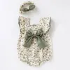 Mompers Baby Summer Bodysuits Floral Print Girlsuit 0-2 años Born Couts para niños para niños con banda para niños con banda para el cabello