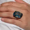 Cluster Anneaux Gem's Beauty Solid 925 STERLING Silver Natural Lolte Blue Mystic Quartz Gemstone Ring pour les femmes Bijoux fines irréguliers
