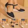 Boots Women Sandals Platform Wedge Linen Sandals أزياء الأزياء متعددة الاستخدامات الصنادل المحذو