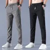 2024 ICE SILDE MENS HOSE SOMMER GRAUGE GRAU Dünne Business Casual Hosen Outdoor Elastizität atmungsaktueller Bein Jogginghose 240425