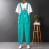 Overaller män y2k fancy color hakglapp overaller löst fickor last bomullsbyxor avslappnad plus storlek jumpsuits overalls