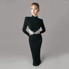 Casual Dresses 2024 Winter Black Women Long Sleeve Sexig backless Bodycon Bandage Dress Elegant Evening Party Cocktail