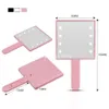 Miroirs LED Miroir à main maquillage miroir à main compact portable avec perles à LED 8x voyage HD grand miroir cosmétique carré avec poignée