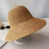 Summer Fashion Women Straw Hat Lady Summer Sun Hat Visor Cap Panama Style Bucket Cap Strawhat Beach Hat Outdoor Girl Cap 240410