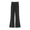 Capris Fashion Women Fashion Women Black Flare Pants Spring Autumn New Slim High Waist Streetwear Casual Slip Allmatch Y2K Diamond Pantaloni