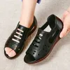 Casual Shoes Loafers Women Cow Leather Flats 2024 Classic Fish Mouth Oxfords Ladies Slide Breattable Mules