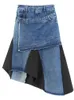 EWQ onregelmatige denim rok zomer persoonlijkheid hoge taille losse streetwear middele lengte midi rokken y2k ruche zoom kleren 240420