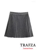 Kjolar kondala casual grå ruffles veckade mini kvinnor mode 2024 hög midja elegant shorts sommarkontor