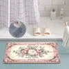 Tapis de bain Sweet Rose Print Bath Mat de bain Super absorbant Decor de sol de salle de bain Diatomite non glissade Easy Clean Rapis Wash Toard Entrance Floor