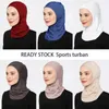 Hijabs islamitische modale sport zijden hijab abaya hijabs voor vrouw abayas dames jersey turbans satijnhoofd sjaal moslim instant head wrap d240425