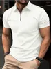 Herren Polos Summer Men Stripe Mode Kurzarm Leichtes Geschäft Casual Polo Shirt Halbzip Solid Elastic Office T-Shirt