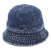 Kaps hattar tvättade denim hink hatt kvinnor fiskarmans hink hatt unisex bob caps hip hop gorros män panama vindtät hink hatt utomhus d240425