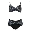 Women's Tracksuits Wave Dot Color Blocking Large Bikini Suit Polka Matching Size