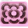 False Eyelashes 5 pairs of Russian striped eyelashes fluffy mink eyelashes 3D false eyelashes Russian curled false eyelashes Q240425