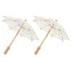 Parapluies 2 pcs coton parapluie de mariage en vrac en vrac parasol de mariée blanche pour les filles de la mariée en dentelle vintage