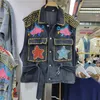 Giubbotti da donna Spring Autumn Rivets Paillettes stelle ricami in denim jeans jeans diamanti giubbotto moto cristallo cowboy canotte con cintura da cowboy