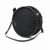 Drawstring Round Openwork Straw Bag Hand-woven Shoulder Crossbody Female