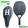 Raquettes de tennis Hoowan Blackshark Racket Beach Carbon 3K 12k 18k Professional Solid Black Surface Soft Eva Core Drop Livrot Spo OTY9K