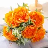 Dekorativa blommor Multicolor Peony Artificial Bouquet 28 cm Längd 3 huvuden Silk Fake For Wedding Ceremony Home Decor Vase