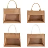 Sacs à provisions Burlap Tote Beach Jute Sac avec des poignées pour les professeurs de mère Demaine d'honneur Gift DIY réutilisable grande capacité