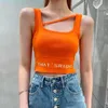 Women's knitted high waist letter printed short candy-colored vest tank vest SMLXL