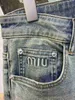 Designer jeans voor heren 2024 lente/zomer eindmodemerk herenjeans losse rechte geborduurde briefbroeken modebroek