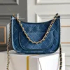 Denim Crossbody Bag Designer Hobo Handbag 10A Mirrors Original Calfskin Shoulder Bag With Box C412