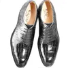 Chaussures habillées ourui True Crocodile Manuel Geatine en cuir authentique Black Lace-Up Business Single Men Single